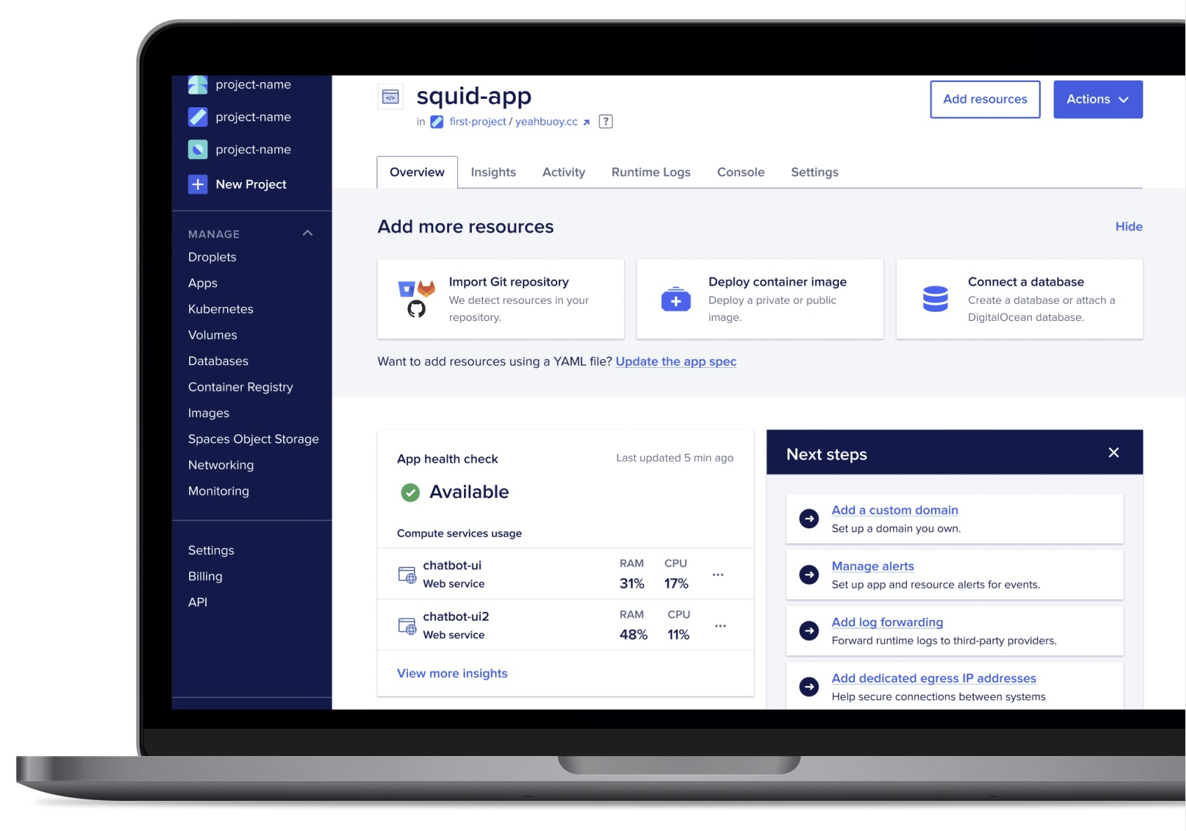 Post-create screen prompting users to add more resources.
