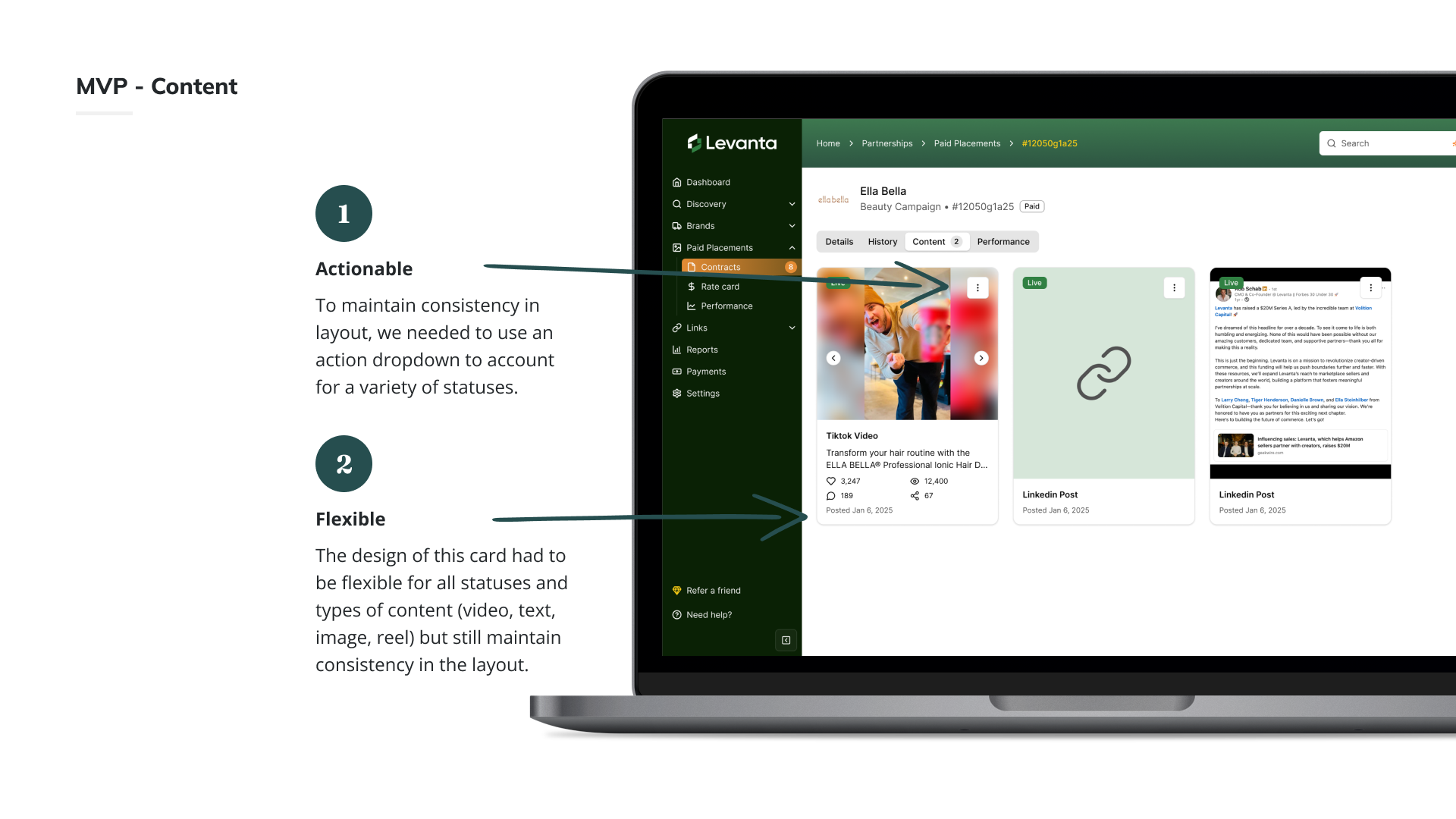 MVP screen showing the content review interface.